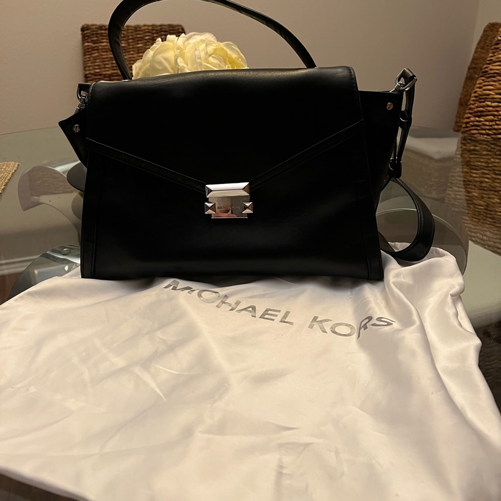 Michael Kors Black Satchel with Silver Accents